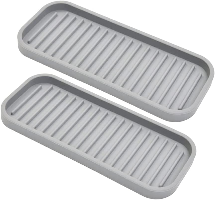 Silicone Sponge Holder Kitchen Sink Organizer Tray Dish Caddy Soap Dispenser, Scrubber Spoon Holder,Dishwashing Accessories 2 Pack (White)