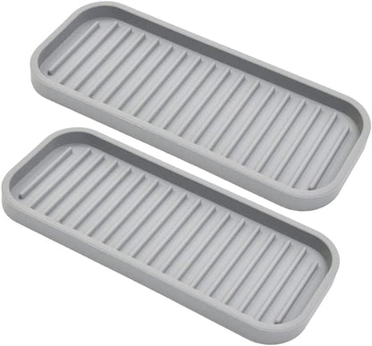 Silicone Sponge Holder Kitchen Sink Organizer Tray Dish Caddy Soap Dispenser, Scrubber Spoon Holder,Dishwashing Accessories 2 Pack (White)