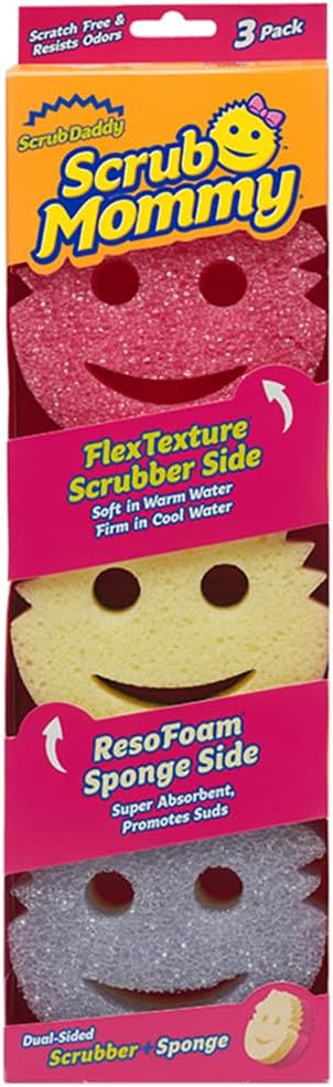 Scrub Mommy Kitchen Sponges - Dual-Sided Dish Sponges for Scrubbing - Non-Scratch Cleaning Sponges for Washing Dishes, Bathroom & Multi-Surface Cleaning - Online Exclusive (3 Count)