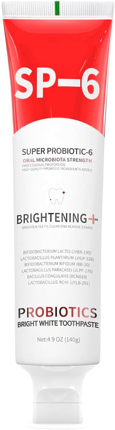 Sp-6 Probiotics Whitening Toothpaste, Sp-6 Ultra Whitening Toothpaste, Enhanced Formula with 6 Probiotics for Teeth and Gum Health, Fresh Mint Flavor, Fresh Breath, 4.9oz