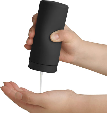 ElmRidge Dish Soap Silicone Dispenser for Kitchen Sink,Squeeze Washing Up Liquid and Hand Soap,Round refillable Silicone Bottles,Easy to Fill and to use, 8.5 oz,Black 2.4 x 2.4 x 5.5 inches (Gray)