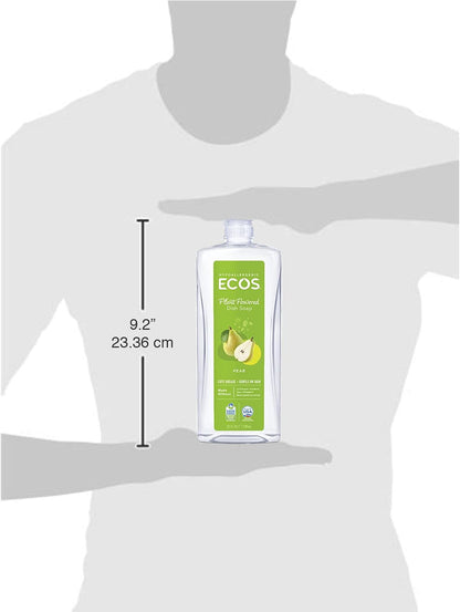 ECOS Dish Soap - Cuts Grease & Food Residue - No Harsh Chemicals - Hypoallergenic for Sensitive Skin - Biodegradable Formula, Recyclable Sustainable Liquid Dishwashing Soap - Natural Pear (Pack of 2)