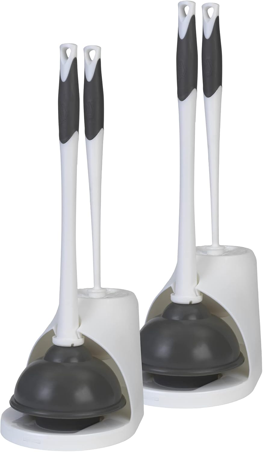 Clorox Toilet Plunger and Bowl Brush Combo with Caddy, 6.75 x 7 x 19.5 in, White/Gray