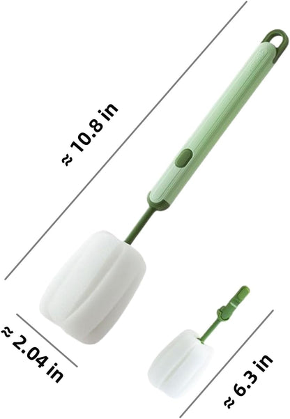 Bottle Brush Long Handle Cup Cleaner Brush Sponge Bottle Scrubber Detachable Handle Portable Sponge Cleaning Brush for Cups Wine Glasses Water Bottles Baby Bottles and Vacuum Flasks(3 PCS)