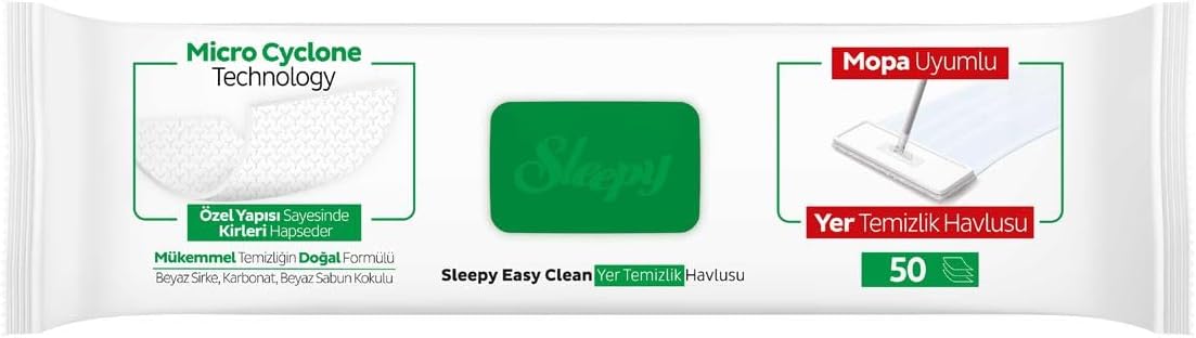 Sleepy Easy Clean XL Multi Surface Cleaning Wipes (100 Count) – Natural Vinegar & Baking Soda Formula – Jumbo 8"x8" All Purpose Wet Wipes for Kitchen, Bathroom, Glass & Electronics – No Streak