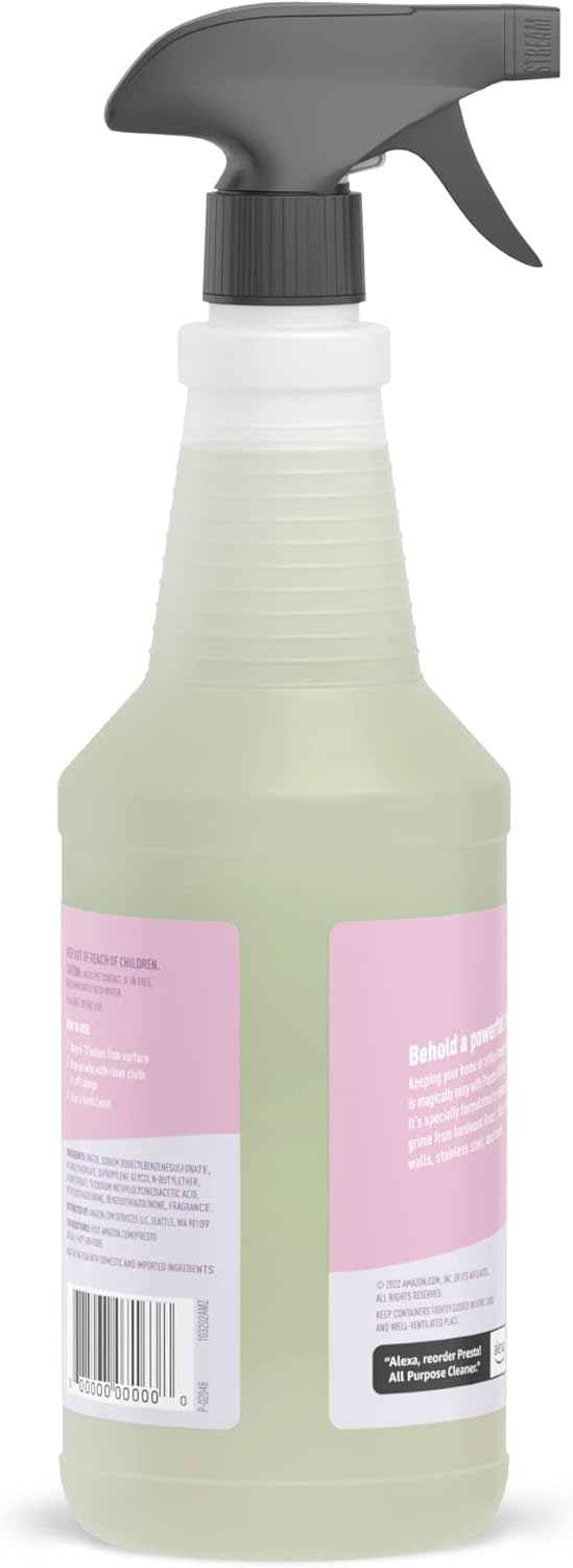 Amazon Brand - Presto! All Purpose Cleaner, Lemon Scent, Streak-Free Formula, Safe for Stainless Steel, 32 fl oz, 2-Pack