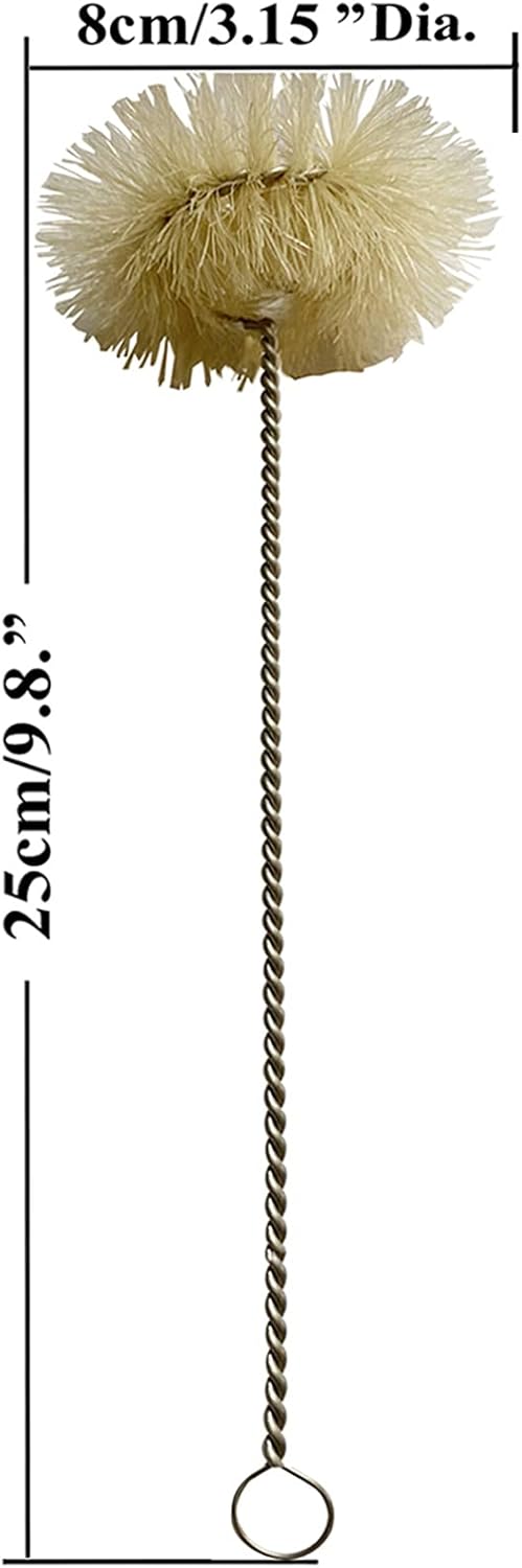 NewFerU Stainless Steel Soda Bottle Cleaning Brush Set in Natural Boar Bristle Wool Tip Long Handle, Flexible Bendable Thick Wire Cleaner for Narrow Neck Water Baby Bottles Straw Pipe Tube Flask (3)