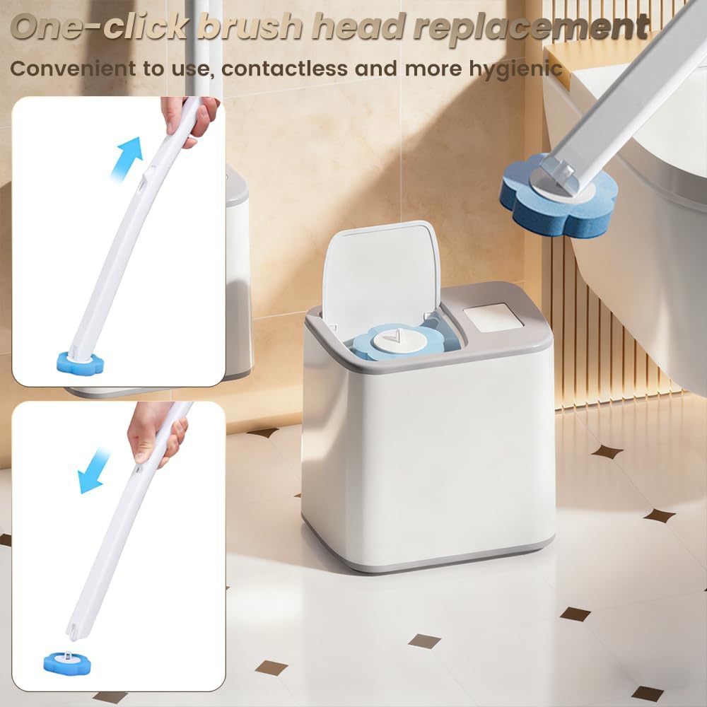 HomeBeyond Disposable Toilet Brush, Toilet Cleaning System with 24pcs Refills Brush, Extended Handle Bowl for Hygienic Bathroom Maintenance, Bathtub