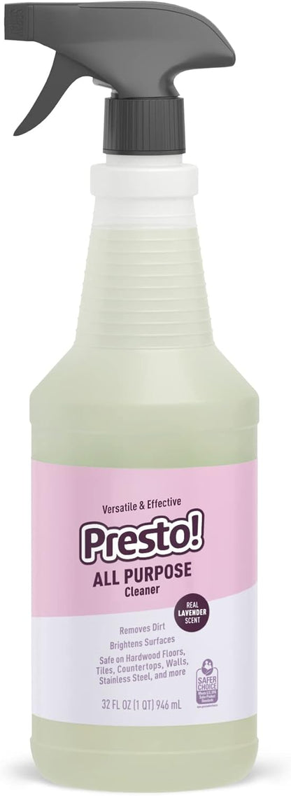 Amazon Brand - Presto! All Purpose Cleaner, Lemon Scent, Streak-Free Formula, Safe for Stainless Steel, 32 fl oz, 2-Pack