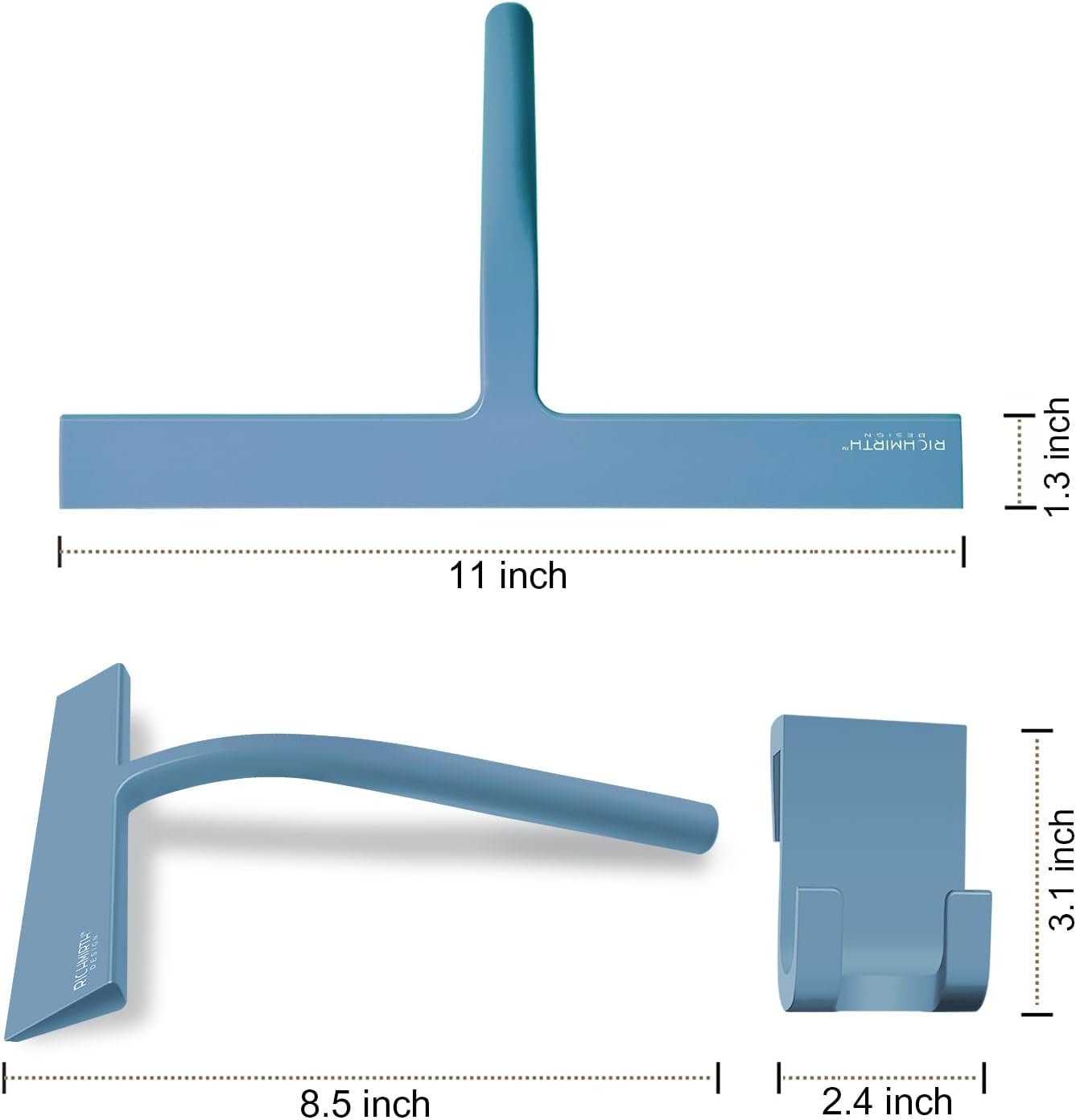 Shower Squeegee for Glass Doors, RICHMIRTH 11" Inch Width Silicone Rubber Blade Squeegee Window Cleaner Tool Squeegee for Shower Glass Doors Bathroom