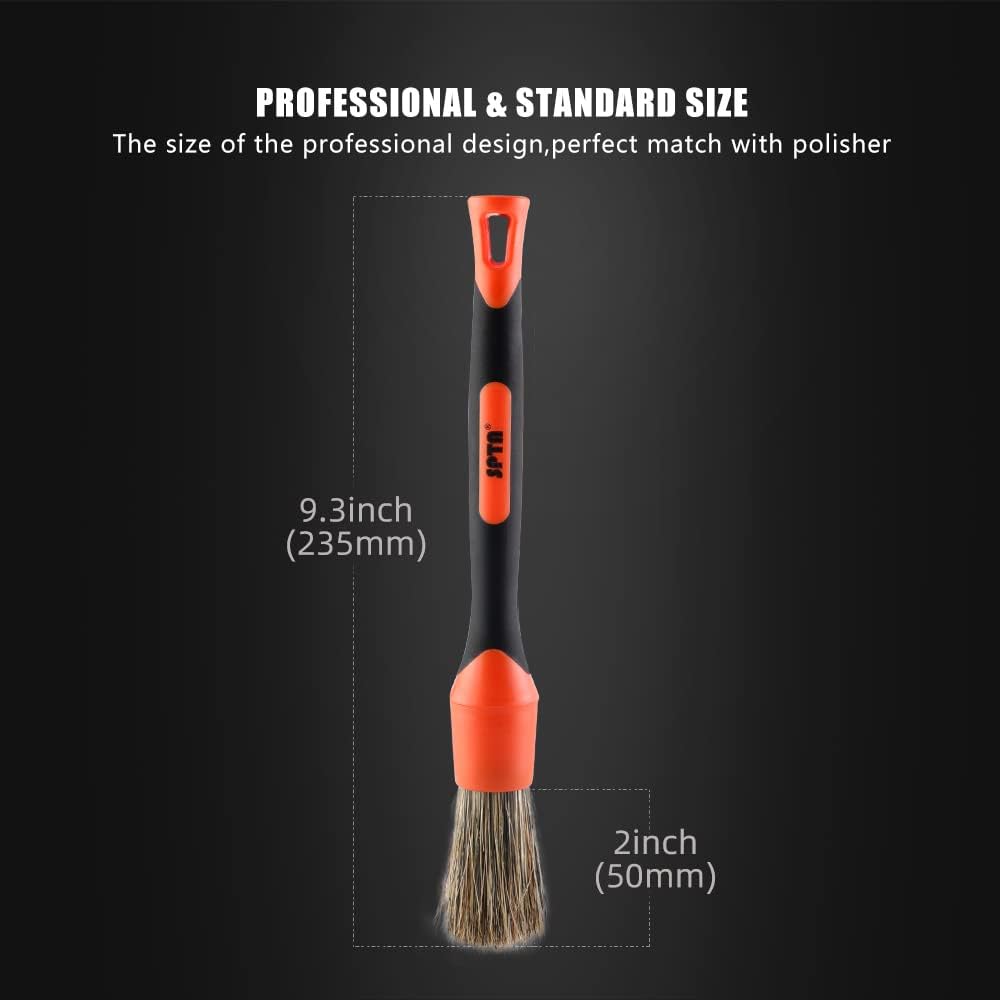 SPTA Car Detailing Brush Set, 5 Pack Soft Mixed Hair Auto Detail Brush Kit No Scratch for Automotive Elegant Surface Interior Exterior Dashboard Emblems Panels Engine Bay Wheels Air Vent Seat Leather