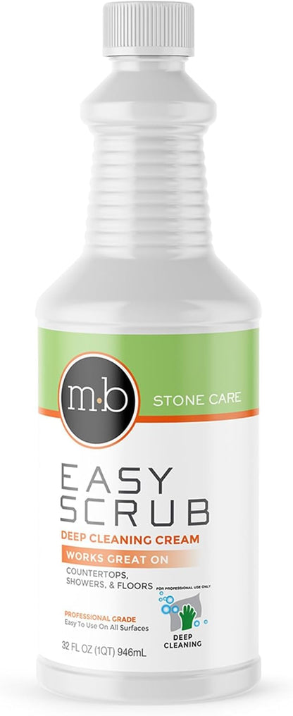 MB Stone Granite, Quartz Marble, Stone Countertop Cleaner for Countertops Showers Floors, Removes Water Spots, Soap, Film, Grease, Easy Scrub Deep Cleaning Cream Professional Grade Abrasive