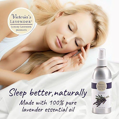 Victoria's Lavender Linen Spray - Aromatherapy Pillow Mist & Linen Spray for Bedding, Soothing Lavender Essential Oil Pure Blend for Bed & Pillows, Relaxing, Handmade in Oregon, Made in USA (8 oz)