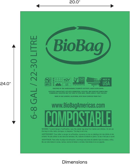 3 Gallon Compostable Food Scrap Bags by BioBag, 100 Count, BPI Certified, Meets ASTM D6400 Standards, Made in USA, Kitchen Trash Bin Liners