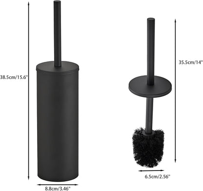 Brushed Gold Toilet Brush and Holder Set - Stainless Steel Toilet Bowl Scrubber with Replaceable Head & Splash Guard
