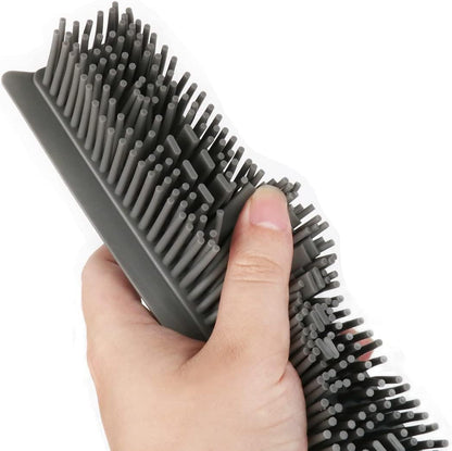 Pet Hair Rubber Broom with Squeegee for Carpet,Fur Remover Broom Carpet Rake for Pet Hair Removal, with 50" Long Handle