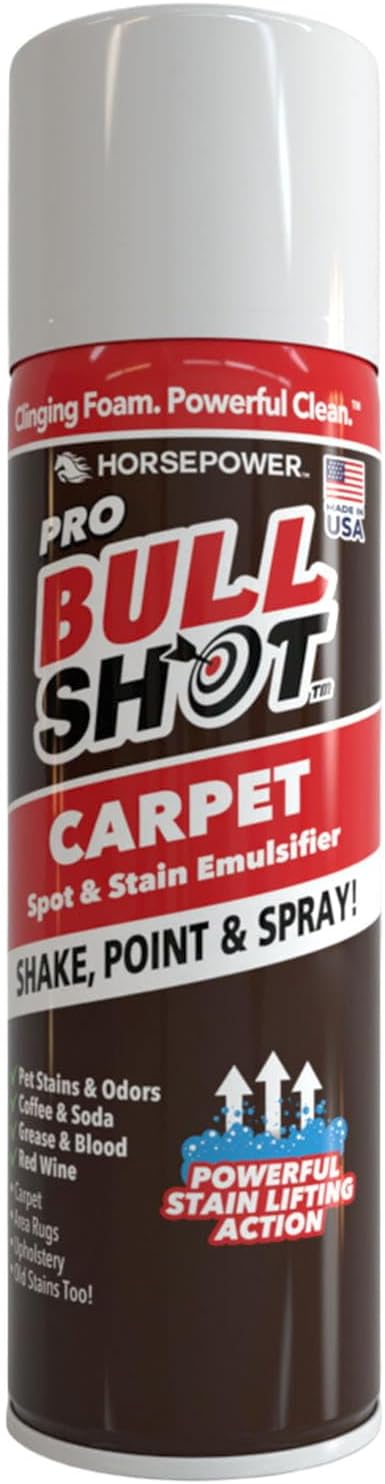 Bull Shot MAX Strength Carpet Spot & Stain Remover, AS-SEEN-ON-TV, Made In US, Just Point & Spray, Stain-Lifting Foam Action, Coffee, Wine, New & Old Stains & More