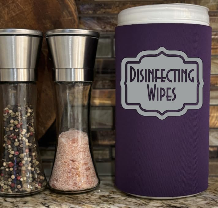 Disinfecting Wipes Cover with Silver Label Modern (Large, Black)
