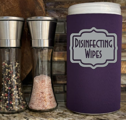 Disinfecting Wipes Cover with Silver Label Modern (Large, Black)