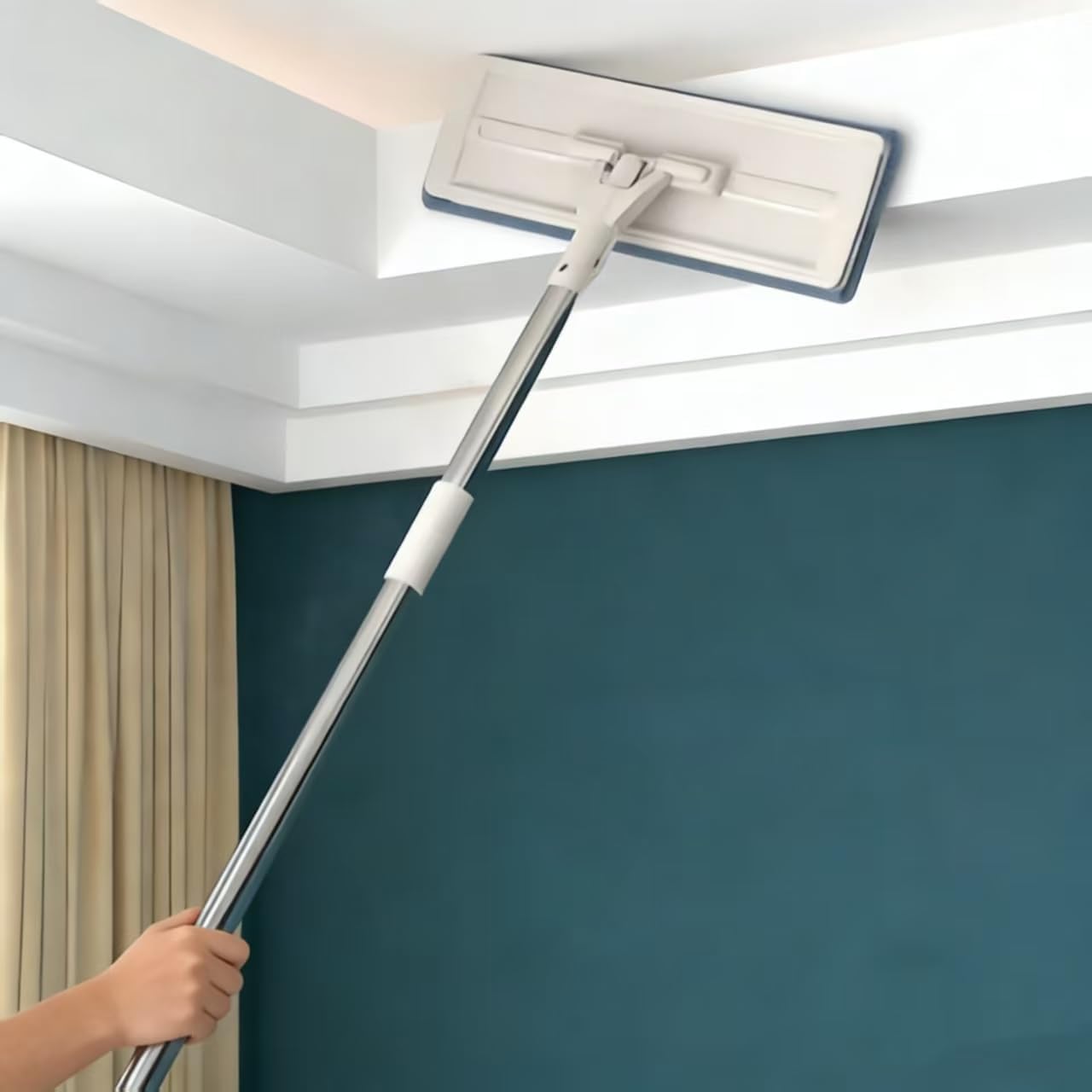 Hands-Free Self Wringing Flat Mop - Microfiber Floor Cleaning Tool with Washable Pads, Scrub Brush, Squeegee (1 Mop+6 Pads+1 Brush+1 Glass Wiper)