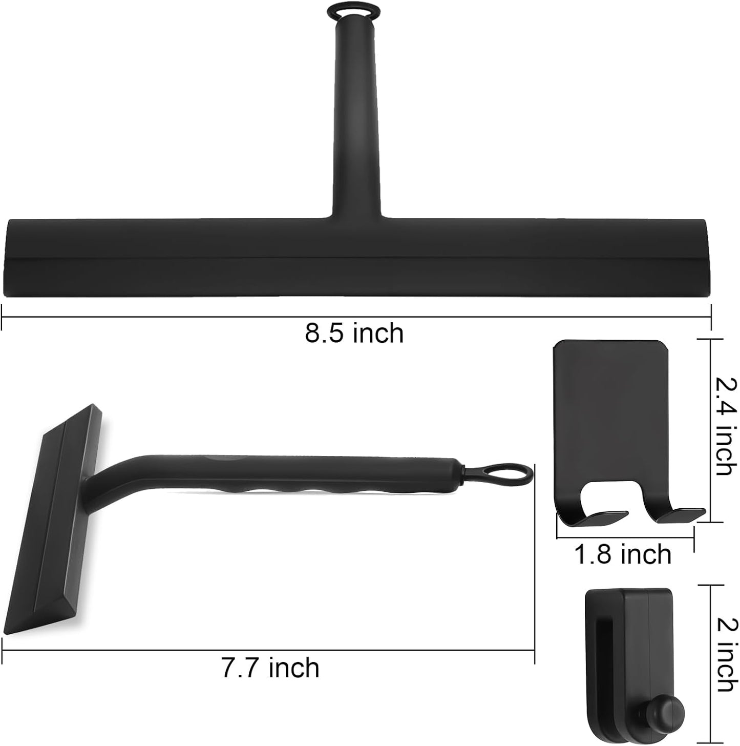 wlich Shower Squeegee for Glass Doors and Bathroom, Stainless Steel with Silicone Blade, Window and Mirror Cleaner with No-Drill Hook, Streak-Free Cleaning Tool
