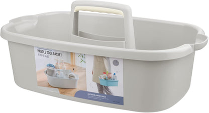 Large Cleaning Supplies Caddy Portable Shower Basket Supply Organizer with Handle Plastic Bucket Tool Storage for Bathroom, Bedroom, Kitchen, College Dorm, Garden, Dark Gray 2 Pack