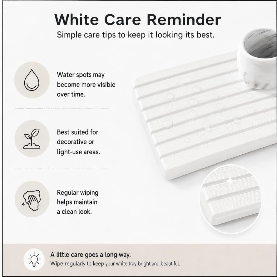 2PCS Water Absorbing Stone Drying Tray Mat for Bathroom Sink & Kitchen Counter Faucet Organizer, Quick Dry Dish Rack Soap Dispenser Sponge Holder, Vanity Sink Caddy Bar Coaster, Ivory White 8“x 4”