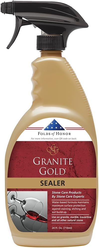 Granite Gold Granite Sealer Combo Pack, Water-Based Sealer Spray and Refill for Granite, Marble, Travertine, Natural Stone Countertops, 24 oz + 64 oz