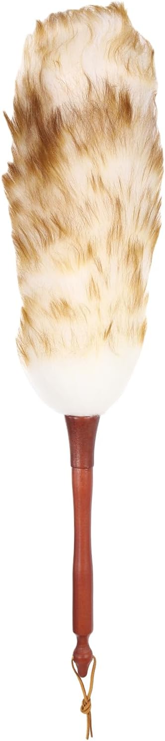 uxcell Wool Duster, 14.2" Natural Feather Cleaner Household Cleaning Duster with Solid Wooden Handle for Cleaning Fans Window Blinds Shelves Furniture, Pink