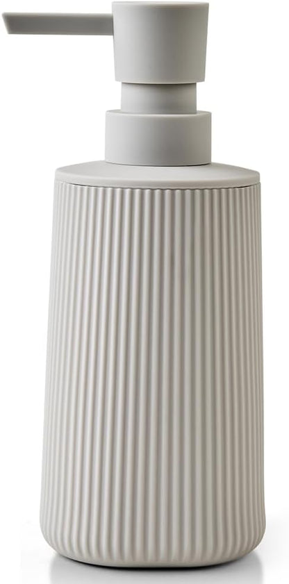 Small Soap Dispenser for Bathroom and Kitchen, Modern Farmhouse Striped Style Plastic Hand Soap Dish Soap Dispenser with Pump Matte Black