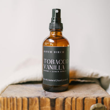 River Birch Luxury Linen and Room Spray - Home Signature Scent Balsam and Cedar Room Fragrance Spray - Fragrant Fresh Linen Air Freshener For Bedding - Handmade in Texas - 4 oz Glass Amber Bottle