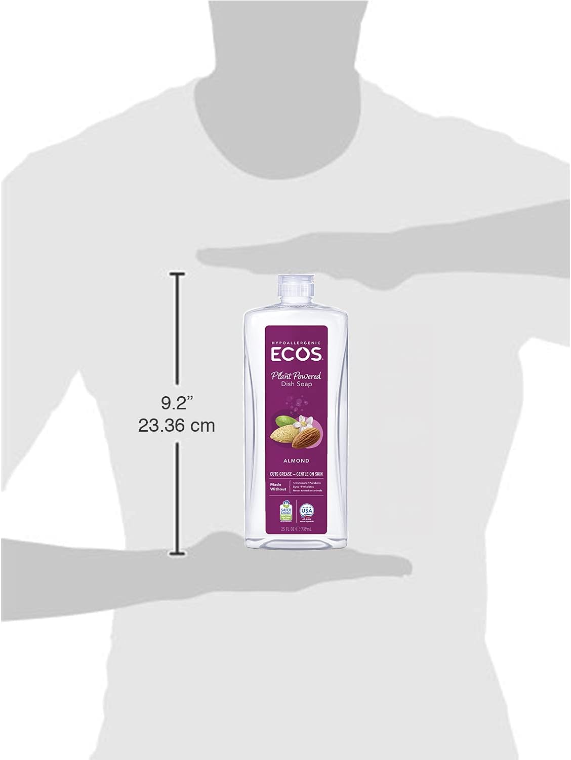 ECOS® Hypoallergenic Dish Soap, Natural Almond, 25oz by Earth Friendly Products (Pack of 2)