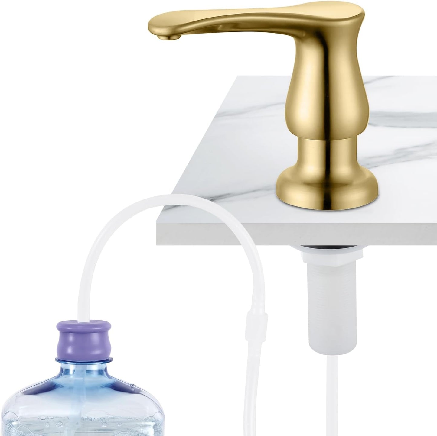 GAGALIFE Kitchen Sink Soap Dispenser Brushed Nickel, Under Sink Soap Dispenser with 40" Silicone Extension Tube Kit,Say Goodbye to Frequent Refills