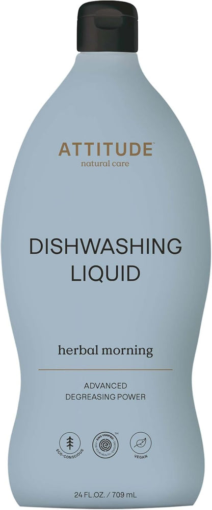 ATTITUDE Dish Soap, EWG Verified, Plant-Based & Vegan Dishwashing Liquid, Naturally Derived, Italian Lemon Scent, 24 Fl Oz