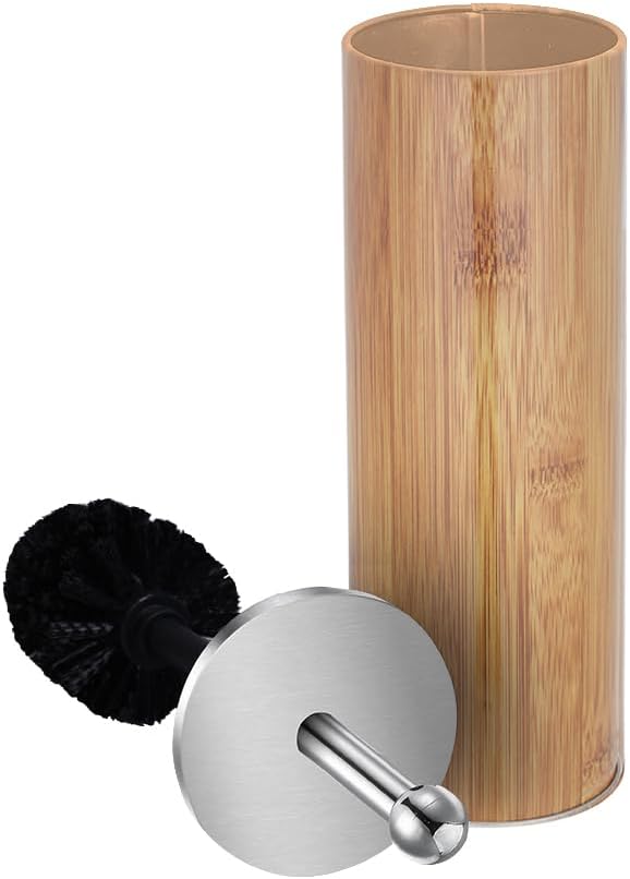 Zahari Home Woodland Toilet Bowl Brush and Holder, Metal, Natural