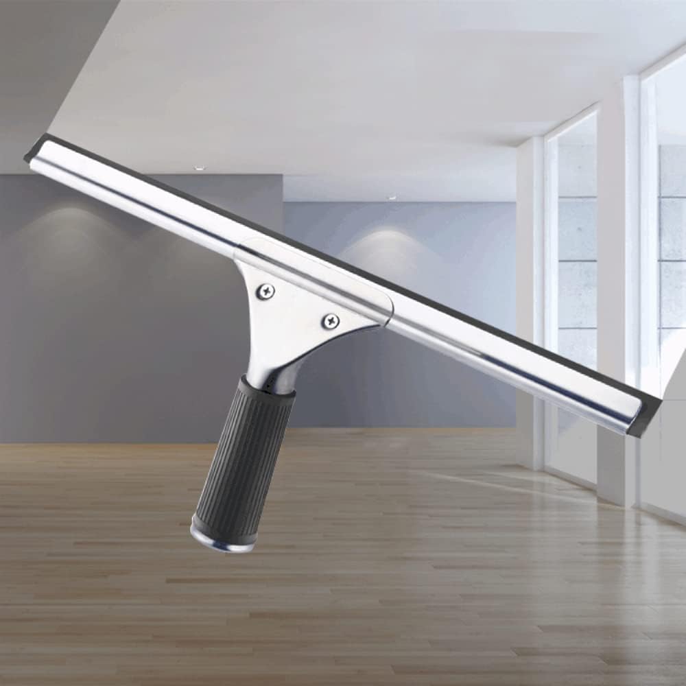 45cm 18in Grip Glass Squeegee for Window Cleaning,Stainless Steel All Purpose Squeegee with Non-Slip Handle for Shower Doors Window Car Mirror Glass (18in/45cm, Black)