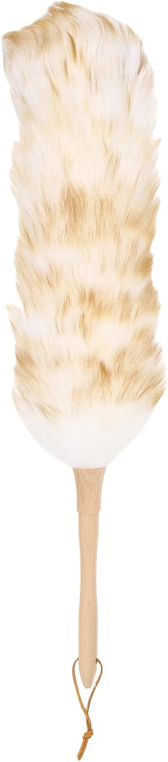 uxcell Wool Duster, 14.2" Natural Feather Cleaner Household Cleaning Duster with Solid Wooden Handle for Cleaning Fans Window Blinds Shelves Furniture, Pink