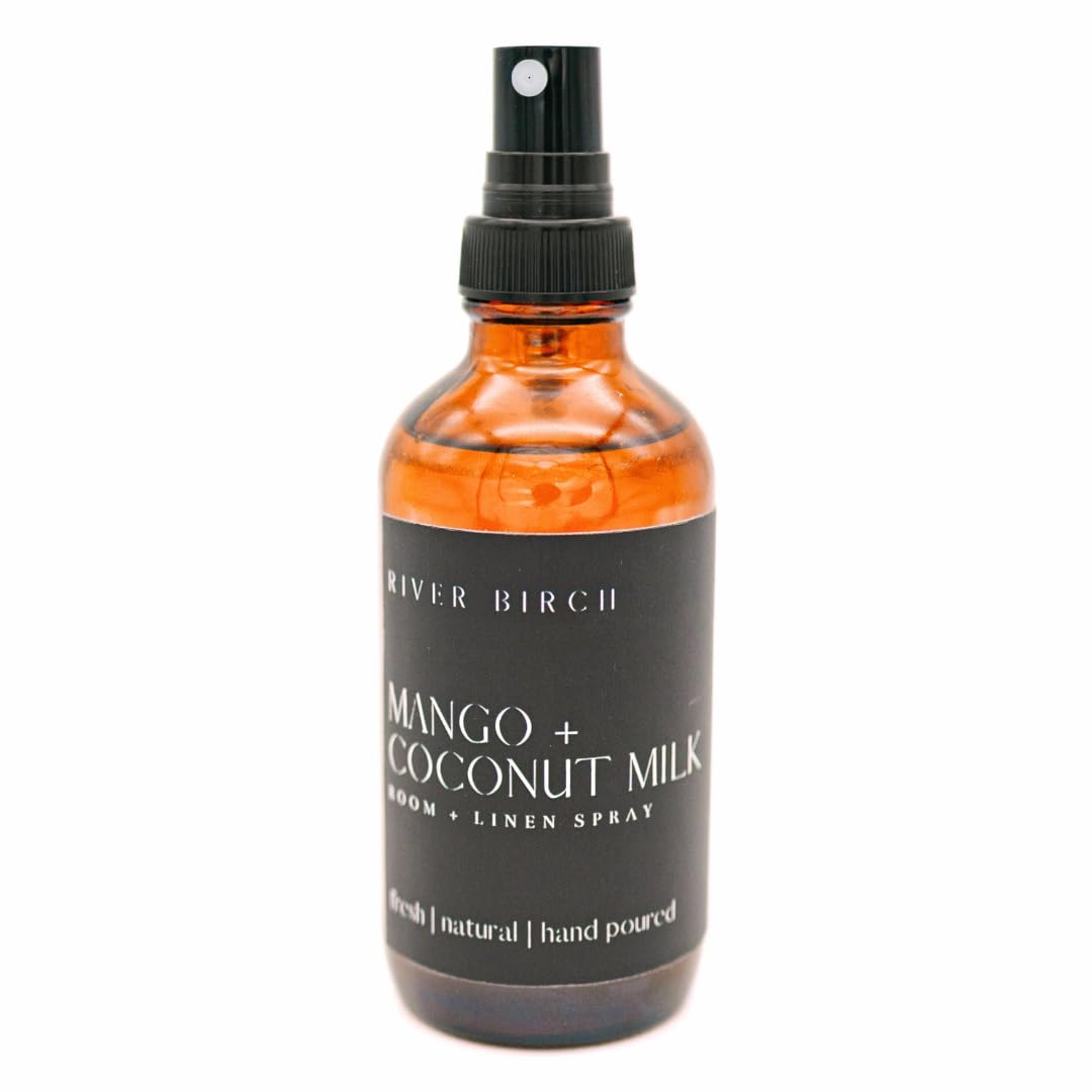 River Birch Luxury Linen and Room Spray - Home Signature Scent Balsam and Cedar Room Fragrance Spray - Fragrant Fresh Linen Air Freshener For Bedding - Handmade in Texas - 4 oz Glass Amber Bottle