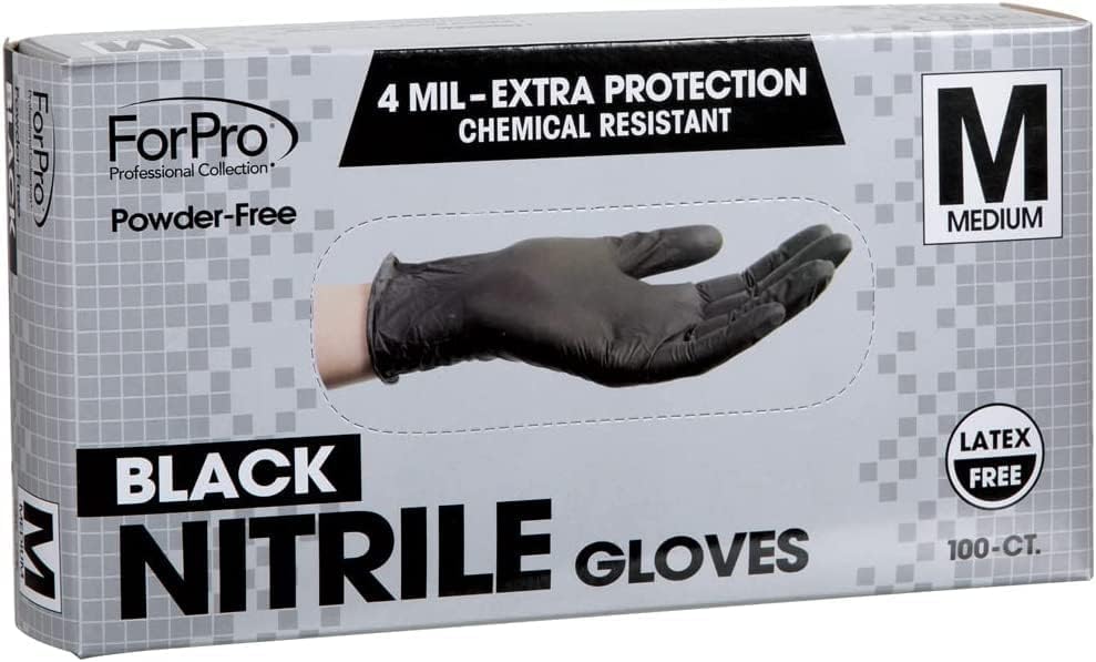 ForPro Disposable Nitrile Gloves, Chemical Resistant, Powder-Free, Latex-Free, Non-Sterile, Food Safe, 4 Mil