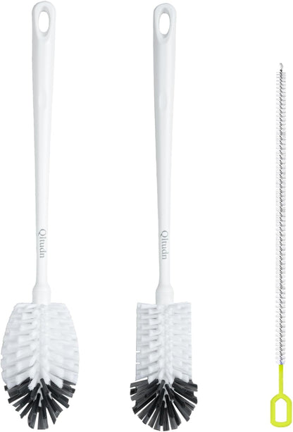 2 Pack 14 Inch Bottle Brush & 12 Inch Straw Brush Cleaner Set - Heavy Duty Kitchen Bottle Brushes for Cleaning Water Bottles, Mugs, Sippy Cups & Tumblers, Lab Use (Large)