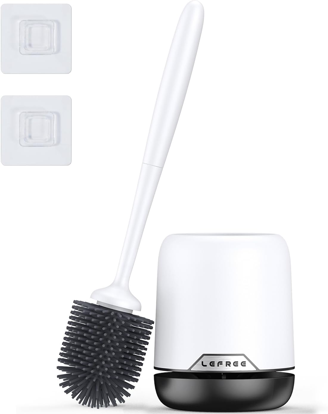 Lefree 2 Pack Silicone Toilet Bowl Brush and Holder Set with Ventilated Holder, Floor Standing & Wall Mounted Toilet Scrubber