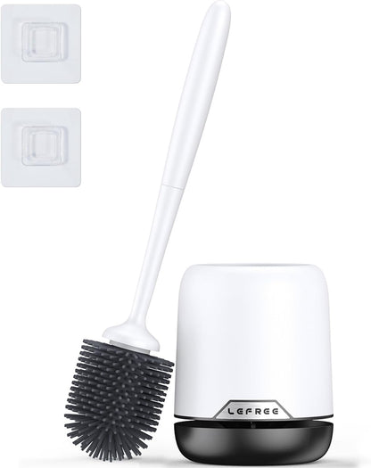 Lefree 2 Pack Silicone Toilet Bowl Brush and Holder Set with Ventilated Holder, Floor Standing & Wall Mounted Toilet Scrubber