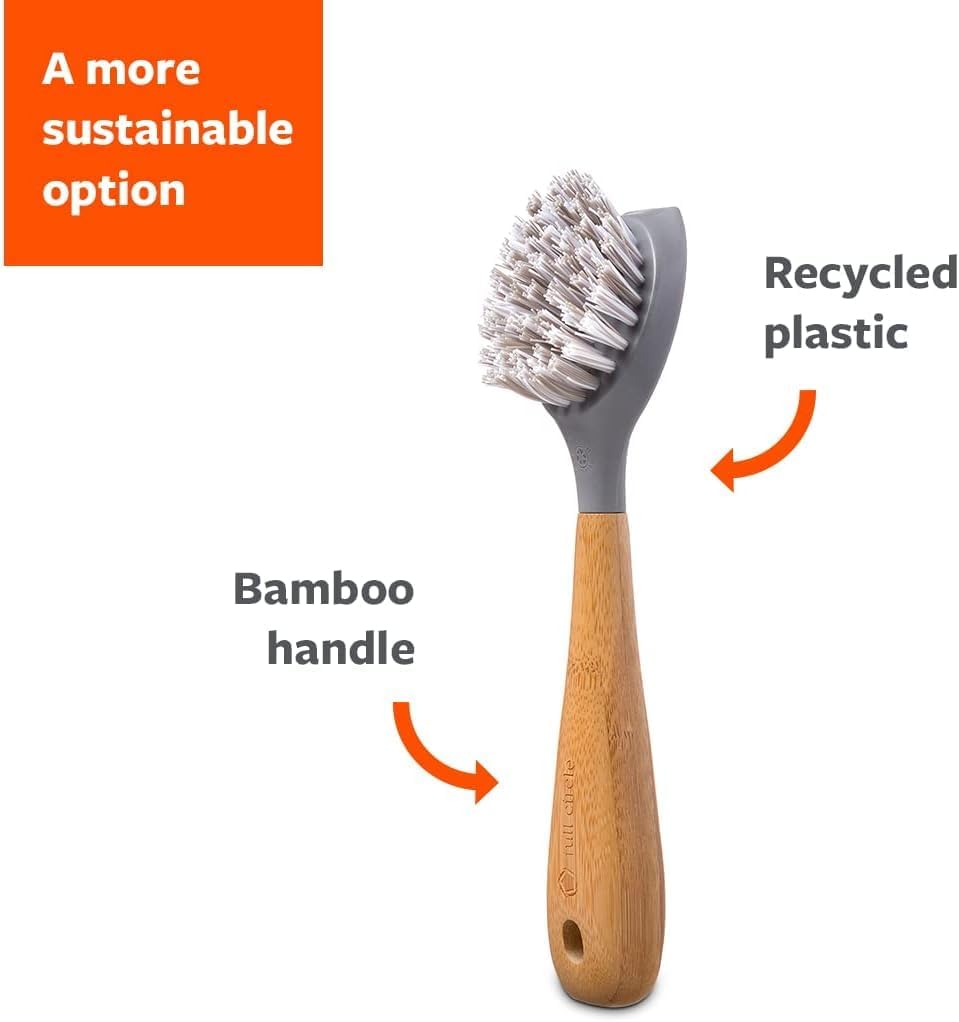 Full Circle Double Dish Brush Set – Durable Scrub Brushes for Dishes, Pots, Pans, and Cast Iron, Includes Be Good & Tenacious C, Sustainable 2-Pack