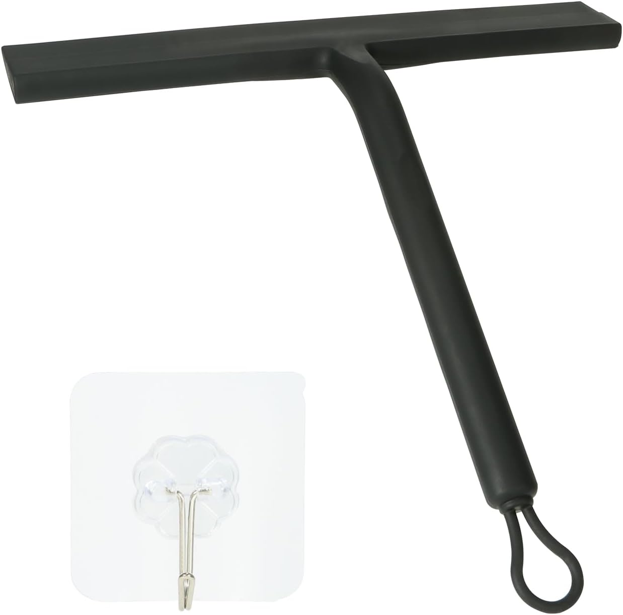 Shower Squeegee for Shower Glass Door Bathroom Accessories Squeegee Scraper Scrubber Rubber Blade with Holder Wiper Cleaning Tool for Bathroom Tile Window and Mirror- Black - 9 Inch