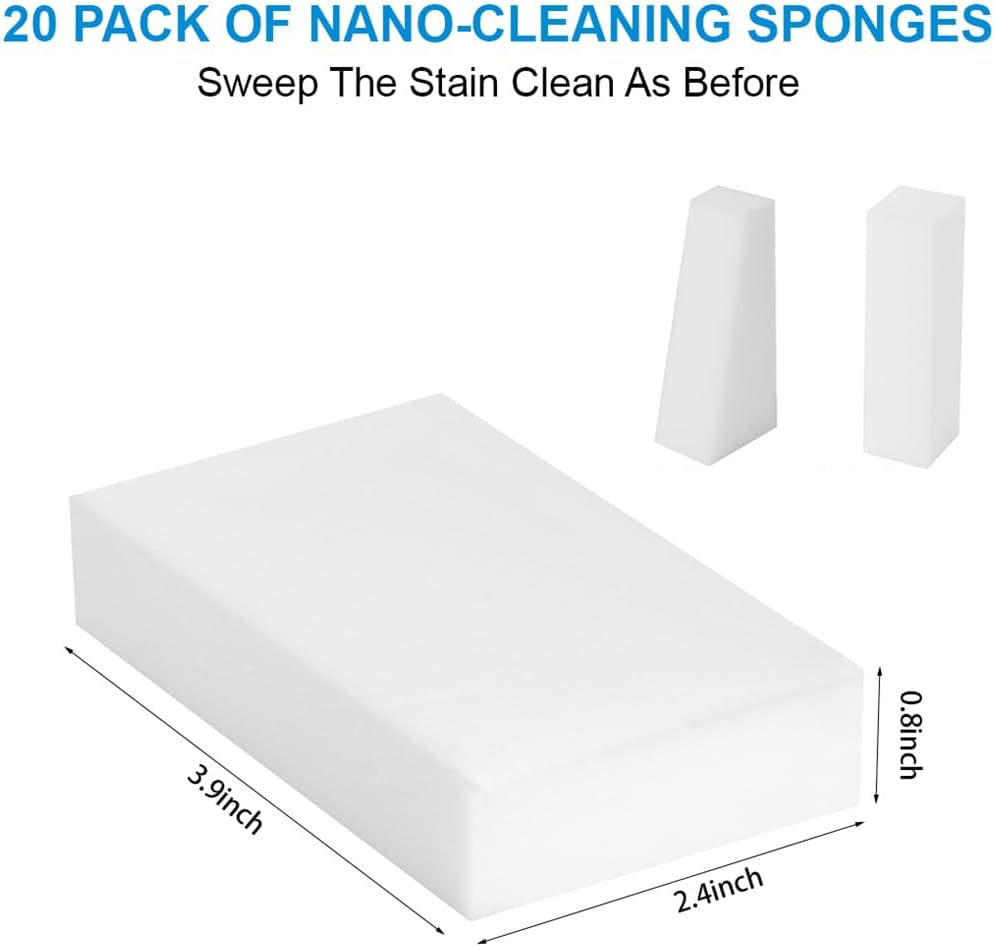 Magic Sponge Eraser Multi-Functional Melamine Sponge Foam Pads Extra Thick Kitchen Dish Sponges Household Cleaning for Kitchen Bathtub Shoes 20 Pack