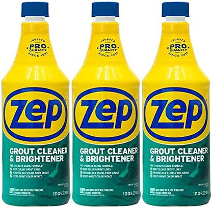 Zep Industrial Grout Cleaner and Brightener - 32 oz (Pack of 4) ZU104632 - Deep Cleaning Pro Formula