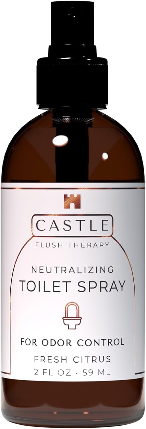 Castle Flush Therapy Neutralizing Toilet Spray | Odor Control: Mist Over the Water Surface, Go, Then Flush | Bathroom Freshening | Neutralizes Odors at the Source | Fresh Lotus | 0.45 oz (2 Pack)
