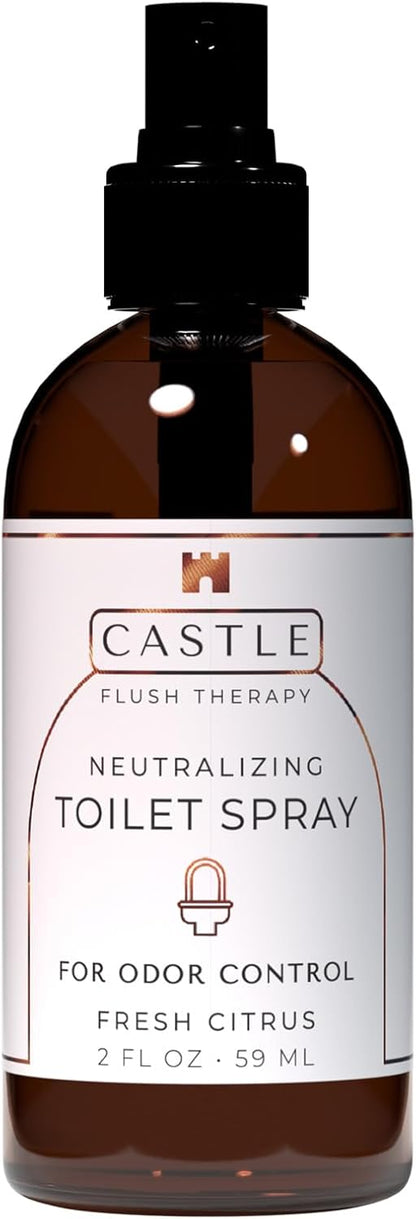 Castle Flush Therapy Neutralizing Toilet Spray | Odor Control: Mist Over the Water Surface, Go, Then Flush | Bathroom Freshening | Neutralizes Odors at the Source | Fresh Lotus | 0.45 oz (2 Pack)
