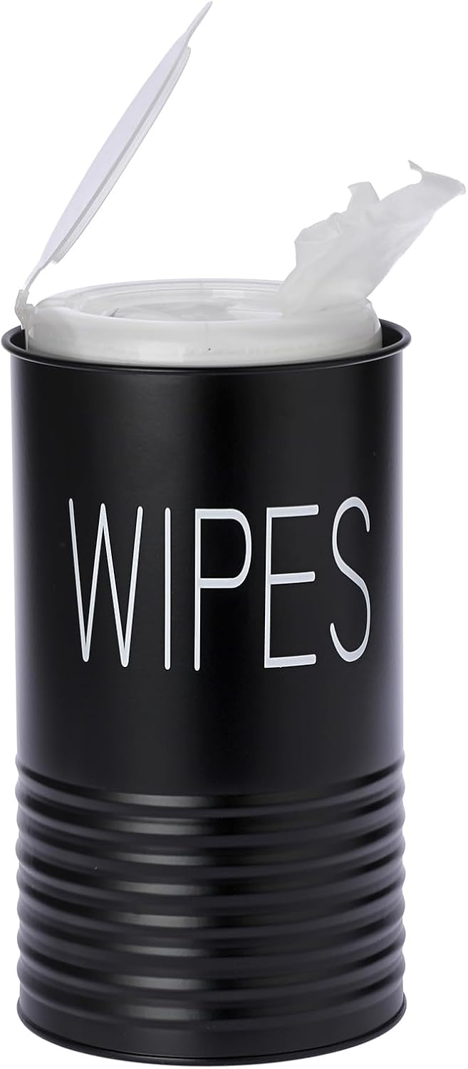 Kokone Wipes Dispenser Farmhouse Wipes Container with Matte Finish Compatible for Clorox Lysol Sturdy Galvanized Iron Wipes Holder for Kitchen,Bathroom,Office,School Table Countertop,Black