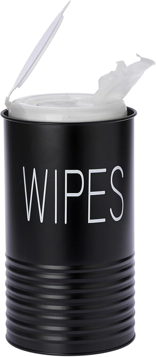 Kokone Wipes Dispenser Farmhouse Wipes Container with Matte Finish Compatible for Clorox Lysol Sturdy Galvanized Iron Wipes Holder for Kitchen,Bathroom,Office,School Table Countertop,Black